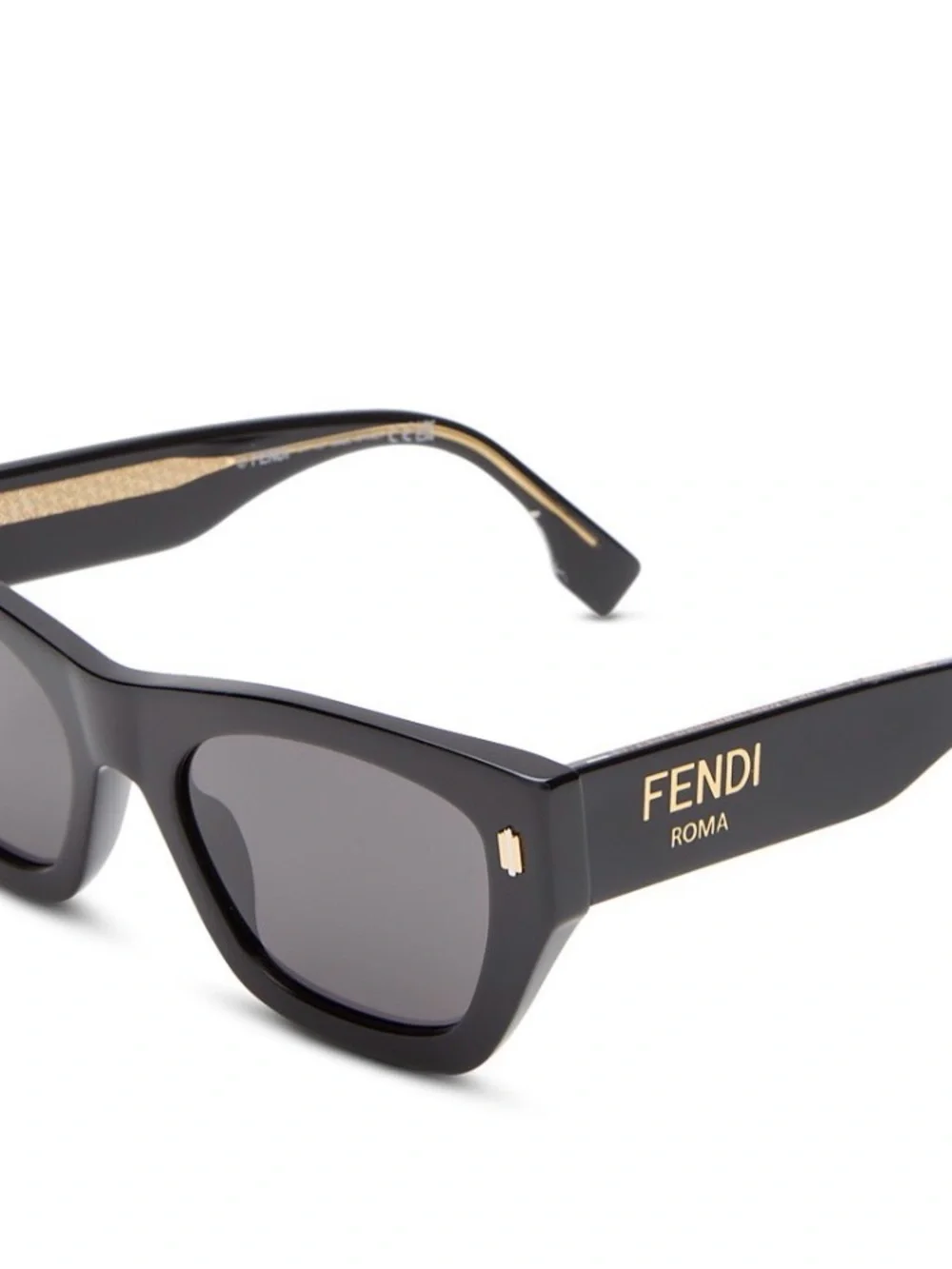 Fendi Black Cat-Eye Sunglasses with Gold Accents